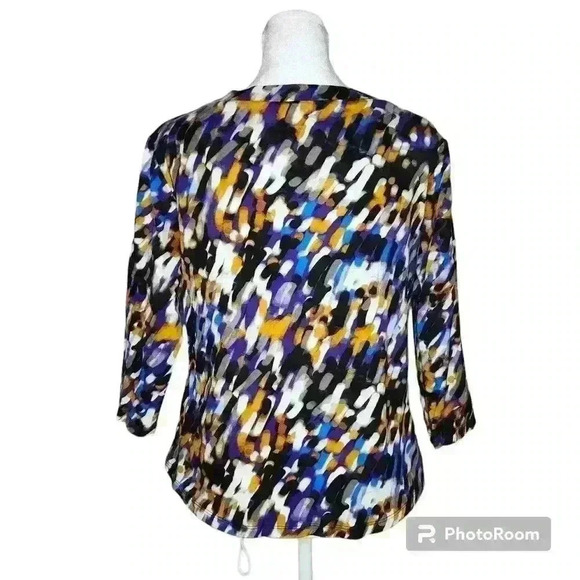 Anne Klein sport women's purple geometric blouse size petite medium - Picture 2 of 5